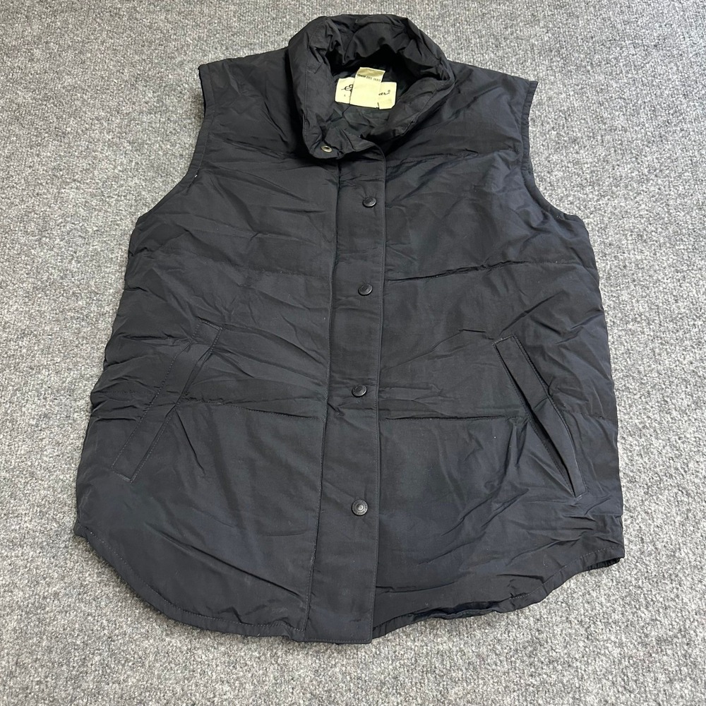 Eddie Bauer Vest Womens Size S Black Goose Down Puffer Quilted Snap Front Warm